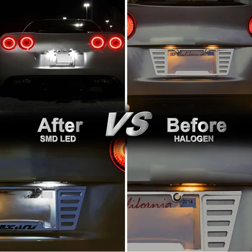Vista 3 de Reemplazo de luces LED de matrícula para Corvette C4 C5 C6 1984-2013, repuesto de montaje de lámpara de etiqueta de número de parachoques trasero