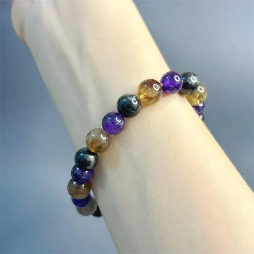 Vista 3 de Pulsera de cuentas redondas de piedra natural multi estilo pulsera de la suerte de múltiples estilos 0.315 in