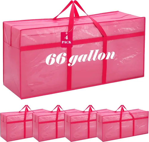 Vista 29 de 4 Piezas Bolsas de Mudanza Grandes con Cremallera y Asas Bolsas de Lona Tipo Duffle Plegables de Almacenamiento Extra Resistentes Extra Grandes