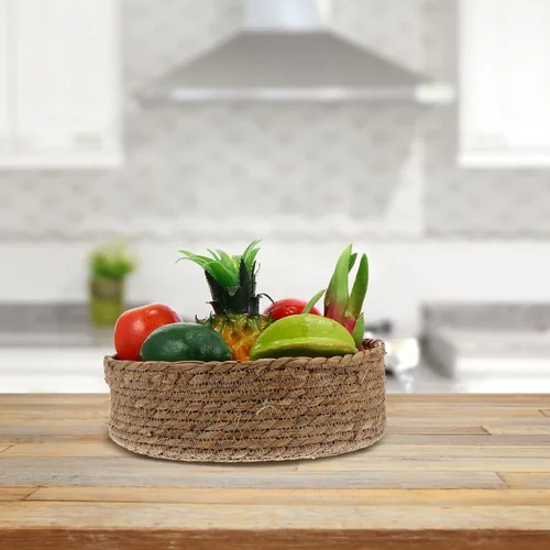 Vista 8 de Cabilock 3 unidades de cesta de almacenamiento de paja para alimentos, cesta de ratán, decoración de mesa, almacenamiento tejido, cesta