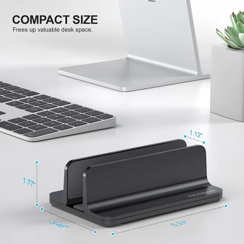 Vista 6 de YICOSUN Soporte vertical de aluminio para laptop para escritorio, base de ancho ajustable para MacBook, Surface, Samsung, HP, Dell de hasta 17.3