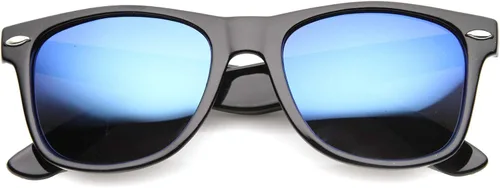 Vista 5 de zeroUV Flat Matte Reflective Flash Color Lens Large Horn Rimmed Style Sunglasses 8025