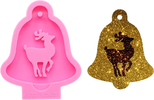 Vista 10 de Moldes de resina con forma de árboles de Navidad superbrillantes, molde de resina de silicona, molde colgante de decoración de Navidad