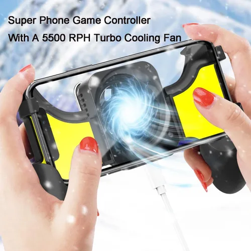 Vista 3 de Mobile Phone Game Controller Grip With Triggers Cooling Fan Mobile Gaming Handle Case With Cooler Radiator Joystick For 4-67 Phone iPhone Android
