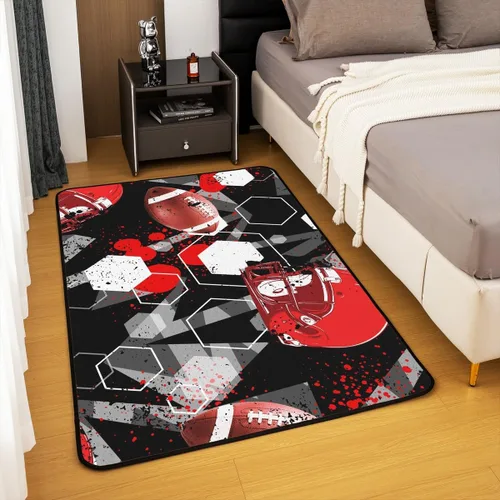 Vista 4 de jejeloiu Alfombra de fútbol de 3 x 5 pies, geométrica, para sala de estar, diseño de panal de abeja, alfombra decorativa para fútbol