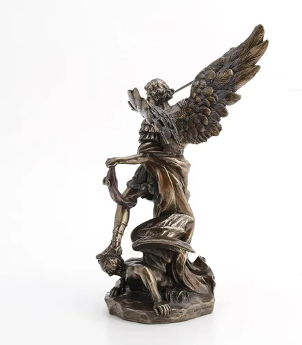 Vista 7 de Figura de bronce fundido en frío de 10.25 pulgadas de San Miguel en demonio con espada