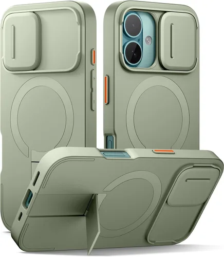 Vista 20 de SURITCH Funda para iPhone Air con cubierta de control de cámara, funda deslizante para cámara y soporte ajustable, compatible con MagSafe, a prueba