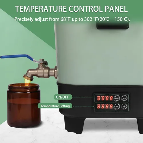 Vista 2 de Olla eléctrica de cera para hacer velas y jabón, gran capacidad de 7 cuartos de galón, panel digital de temperatura con boquilla, antiadherente