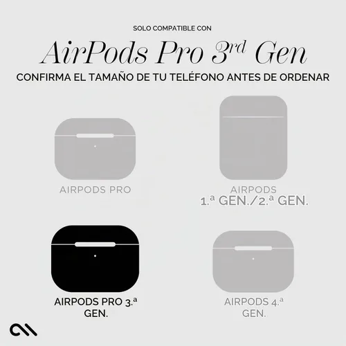 Vista 2 de Case-Mate Funda Tough AirPods Pro 3 con mosquetón negro, color negro