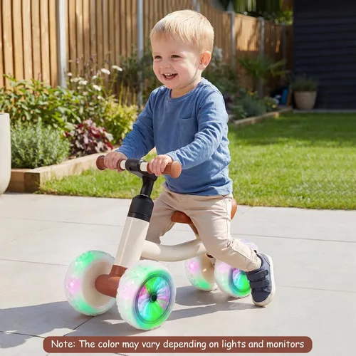 Vista 8 de Baby Walker Bike de 1 año con 4 ruedas luminosas blancas