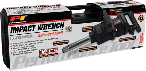 Vista 3 de Performance Tool M634 - Pistola de llave de impacto neumática de servicio pesado de 1 pulgada con vástago largo para mecánicos de camión comercial