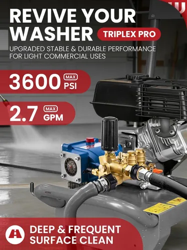 Vista 7 de WOJET Bomba de lavado a presión, eje de 3/4", 3400PSI 2.5GPM y bomba de lavado a presión de émbolo triple