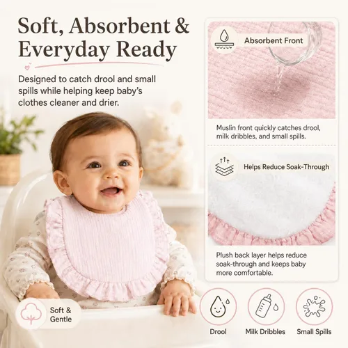 Vista 3 de NISXABEBE Baberos de muselina para bebé, 6 baberos bandana para baba y dentición, algodón suave y absorbente para recién nacido