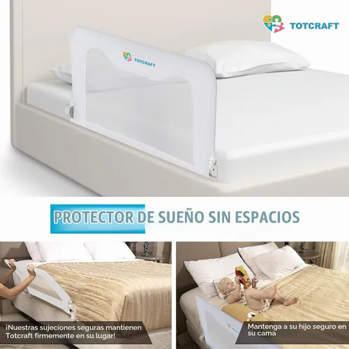 Vista 4 de TotCraft Rieles de seguridad de cama para niños pequeños, protector de riel de cama para Queen, King, tamaño matrimonial, cama de colchón individual