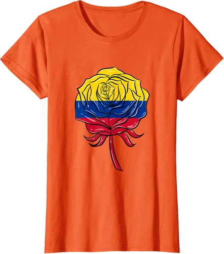Vista 8 de Camiseta colombiana para mujer con diseño de rosa, Negro