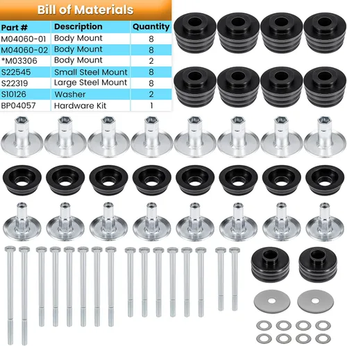 Vista 3 de KF04060BK Kit de buje de montaje de cuerpo para Ford F250 F350 Super Duty 2008-2016 2WD 4WD Montajes de cabina de cuerpo de poliuretano y fundas
