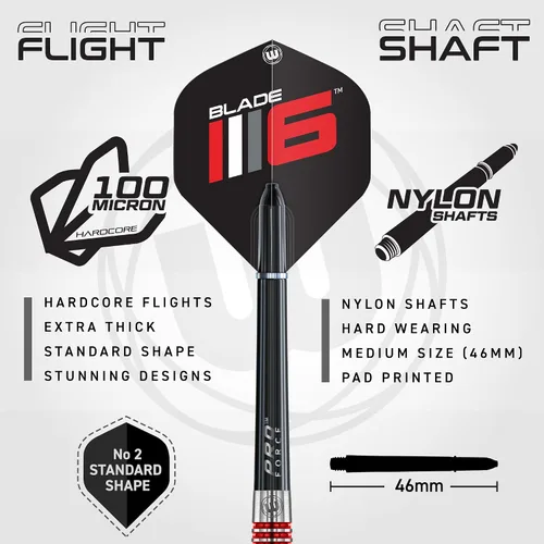 Vista 3 de WINMAU Advance 500 Series Professional Tungsten Steeltip Darts Set with Flights and Shafts (Stems)