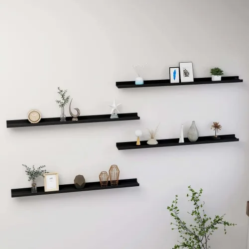 Vista 63 de Estantes de oficina, estantes de baño, estantes de almacenamiento, 4 piezas, color negro, 15.7 x 3.5 x 1.2 pulgadas, adecuados para decoración