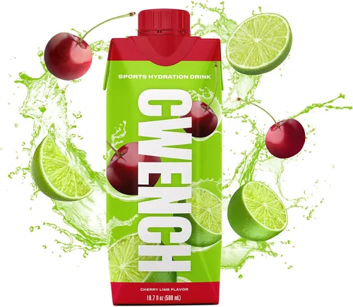 Vista 2 de CWENCH HYDRATION Bebida deportiva con electrolitos lista para beber, sabor a cereza y lima, bebida de hidratación sin azúcar con vitaminas B, 6