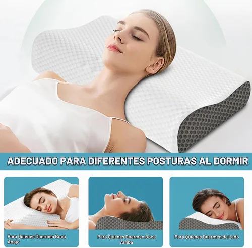 Vista 4 de Juego de 2 almohadas refrescantes tamaño Queen, almohadas de espuma viscoelástica para dormir, almohada cervical ergonómica para aliviar el dolor