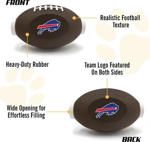 Vista 6 de NFL Buffalo Bills Juguete Dispensador de Premios de Fútbol Americano para Perros y Gatos, Juguete de Pelota de Goma para Mascotas, Juguete
