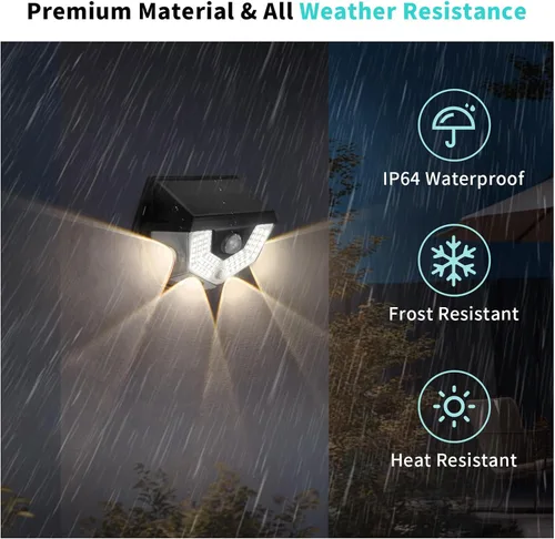 Vista 5 de Upgraded 2-in-1 Solar Outdoor Lights with Motion Sensor, Solar Wall Light & Security Lighting, PIR Motion Detection, IP64 Waterproof, Auto On/Off