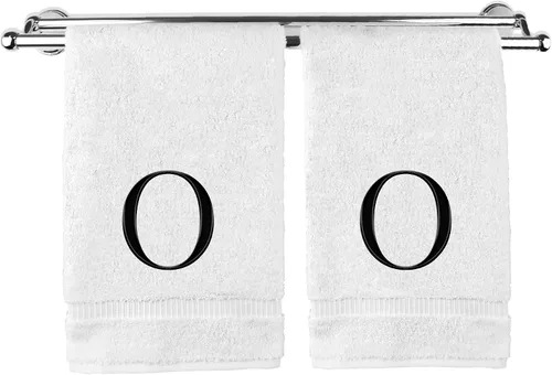 Vista 42 de Toalla de mano monogramada, regalo personalizado, juego de 2 - Toalla bordada con letra de bloque dorada - Extra absorbente 100% algodón turco