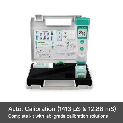 Vista 6 de Apera Instruments - Kit de probador de conductividad (EC) de bolsillo EC20 de la serie Value, precisión de ±1 % F.S en 0 a 20 mS/cm, sensor BPB