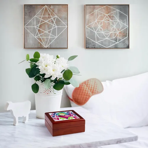 Vista 4 de 3dRose Dooni Designs Retro colorido Groovy Heart Wave diseño, joyero jb-102502-1