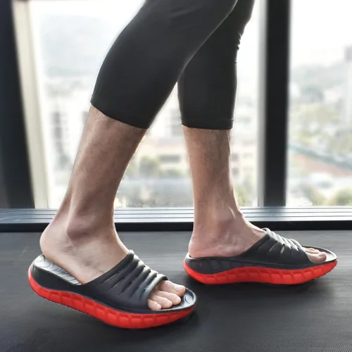 Vista 2 de KuaiLu Sandalias de recuperación para hombre con cómoda fascitis plantar, sandalias deportivas ortopédicas con puntera abierta, cojín grueso que