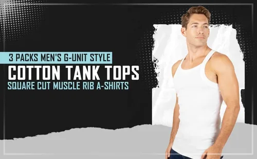 Vista 8 de Paquete de 3 camisetas sin mangas de algodón estilo G-Unit para hombre con corte cuadrado