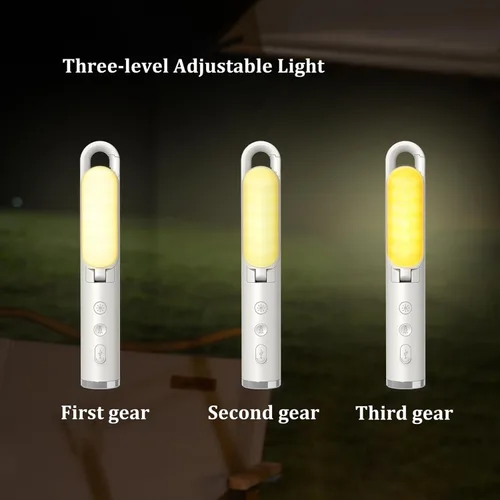 Vista 5 de Luz LED para campamento, luz recargable plegable con batería integrada de 2400 mAh, 5 modos, luz de emergencia multifuncional con linterna y función