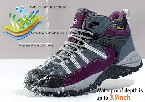 Vista 3 de Wantdo Botas de senderismo impermeables para mujer antideslizantes botas tácticas para senderismo al aire libre