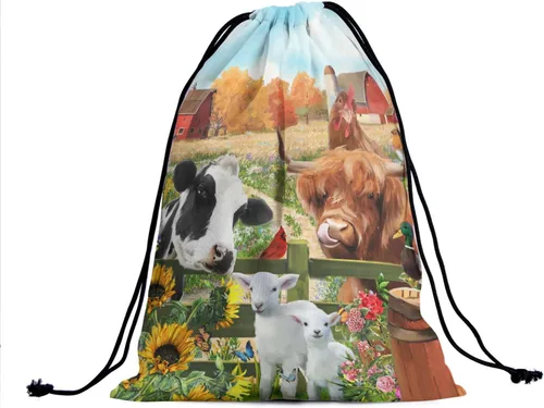 Vista 16 de Bolsa de agarre de gimnasia de piel de animal, bolsa de gimnasia con cordón ajustable, bolsa de cuerda para fauna silvestre, Mariposas Galaxy