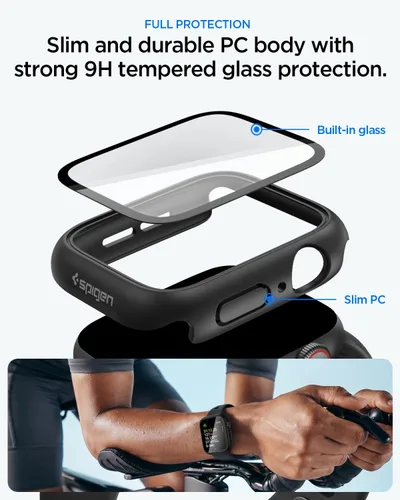 Vista 3 de Spigen Funda impermeable para Apple Watch, ajuste delgado 360 con protector de pantalla de vidrio templado sensible al tacto integrado compatible
