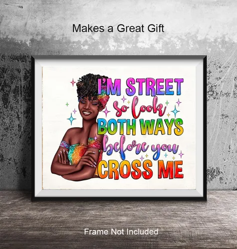 Vista 5 de funny Sayings African American Art - funny Quotes Wall Decor for Black Girl, Woman - Wall Art for Women, Bedroom, Bathroom, Living Room - Black