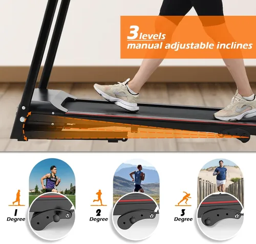 Vista 4 de Cinta de correr plegable para el hogar para entrenamiento en casa, pantalla LCD de 5 pulgadas, cubierta de correr absorbente de golpes, soporte