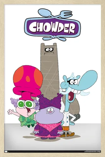 Vista 7 de Trends International Chowder - Póster de pared grupal, 22.4 pulgadas de largo x 14.7 pulgadas, versión enmarcada en madera de granero Versión
