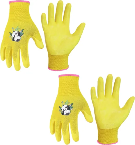 Vista 14 de HANDLANDY 3 pares de guantes de jardinería para niños sin látex, guantes de jardín para niños y niñas con revestimiento de nitrilo para niñas y Verde