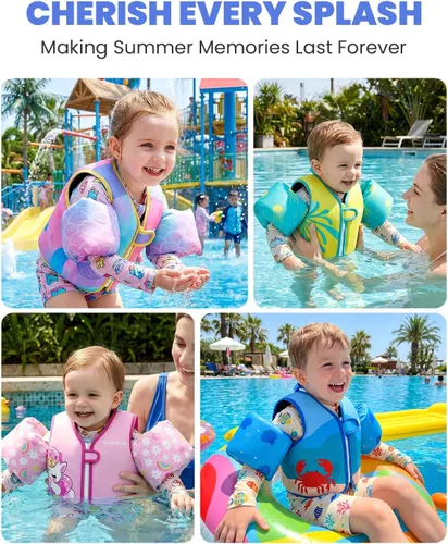 Vista 7 de Gogokids Chaleco de natación para bebé, flotadores para niños de 33-66 libras, chaqueta de natación para niños con alas de agua para niños de 2 3 4