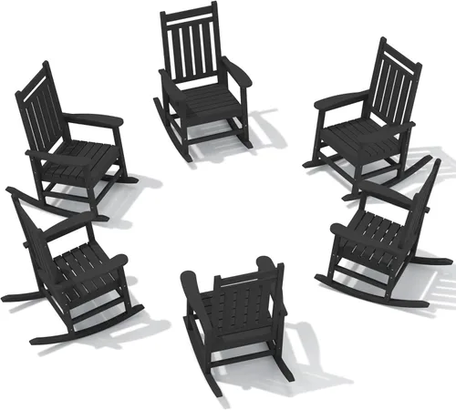 Vista 11 de SEWALL Mecedora de polietileno de alta densidad para adultos, mecedora de gran tamaño para exteriores, para patio, porche, Aruba