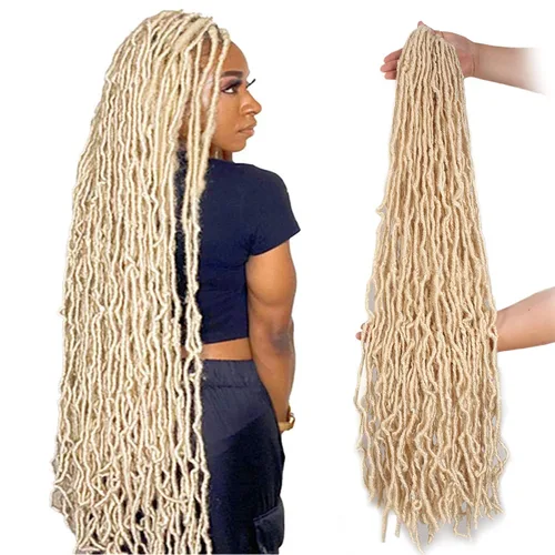 Vista 23 de Leeven Nuevas Trenzas de Ganchillo de Cabello con Locs Falsos Suaves de 24 Pulgadas de Largo Locs de Diosa Desgastados 6 Paquetes Negro Natural