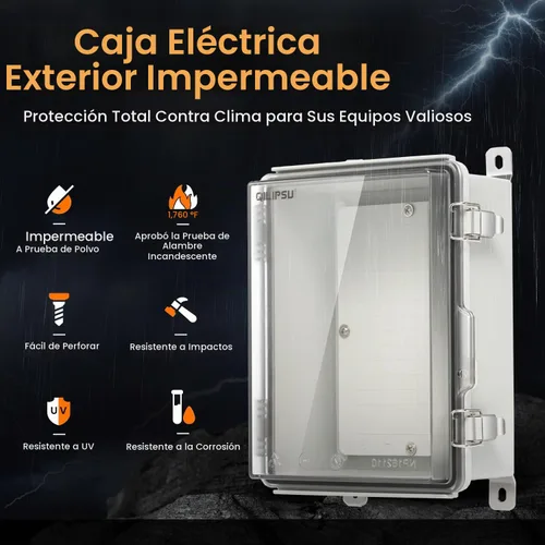 Vista 3 de QILIPSU UL94-V0 Caja eléctrica al aire libre 8.3"x6.3"x3.9" Caja de conexiones impermeable resistente a la intemperie PC/ABS aleación de plástico