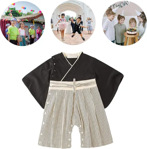 Vista 9 de CRFASIBE Mono para bebé, kimono japonés, de algodón, para niñas, estilo japonés, con 2 pares de calcetines