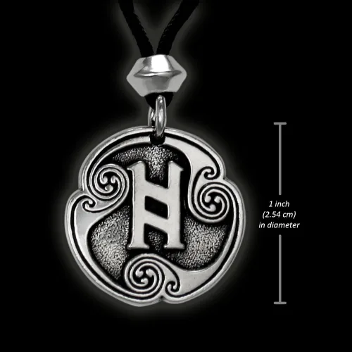 Vista 4 de Collar con colgante de runa de transformación Hagall Haglaz Hagalaz de peltre nórdico