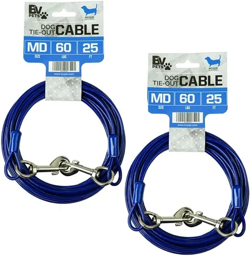 Vista 16 de BV Cable de amarre para perros de 30 pies – Cable resistente para perros de hasta 125 libras – Reflectante y libre de óxido con clips giratorios