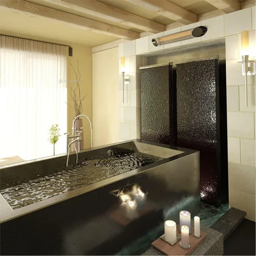 Vista 8 de Veito Blade S - Calentador infrarrojo de carbono con mando a distancia, 2500 W, color plateado IP55 weatherproof 2500W carbon infrared heater with