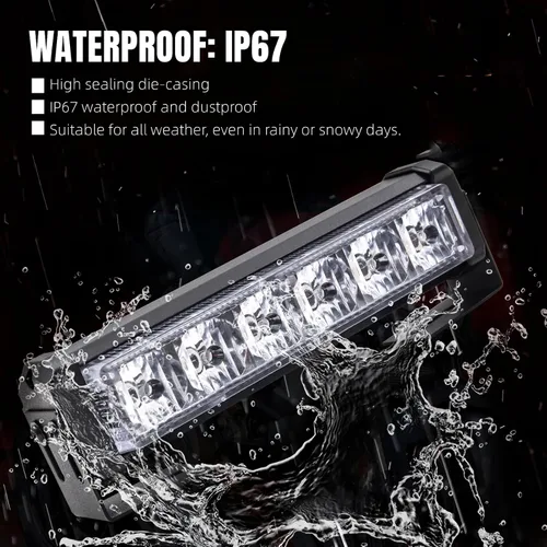 Vista 10 de Luces de advertencia de emergencia LED 2 en 1 de 12V para tablero con luces estroboscópicas con botón de interruptor, barra de luz intermitente