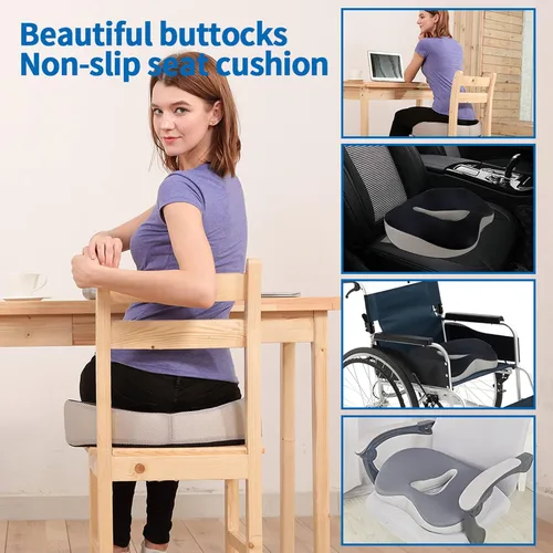 Vista 4 de Cojín de asiento de espuma viscoelástica, cojín de asiento de alivio de presión para dolor de coxis, almohada de cadera cómoda antideslizante, cojín