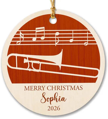 Vista 14 de Adorno de Navidad de instrumento musical de acordeón, nombre personalizado y adorno de año para acordeonista, regalo de profesor de música